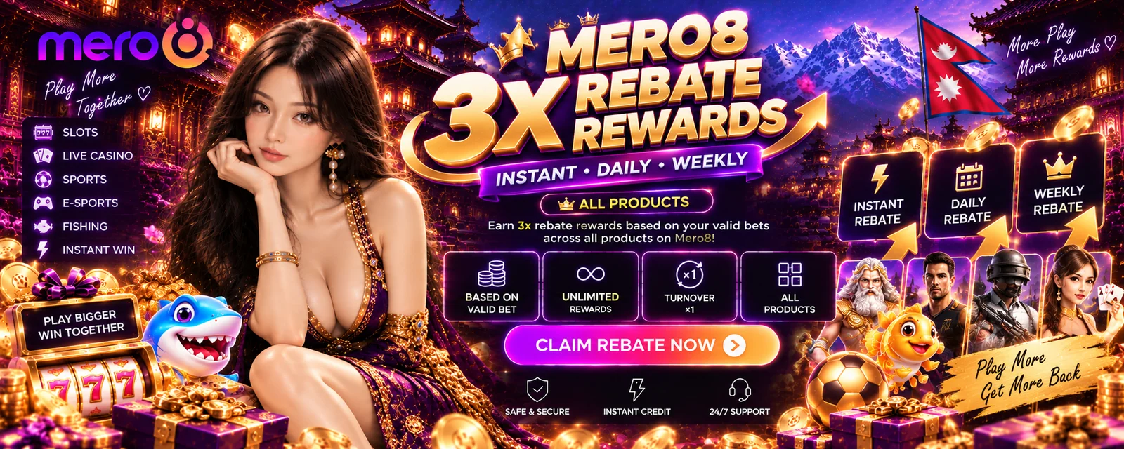 Mero8 3X Rebate Rewards: instant, daily and weekly
